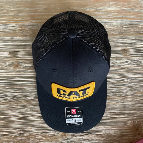 Vintage Caterpillar CAT Diesel Power Patch Hat - Richardson 112 All Black Cap - Picture 5 of 9